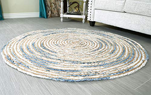 5 X 5 Chindi Round Rug Rag Rug Round Area Rug for Living Room, Braided