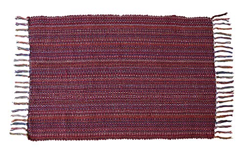 MystiqueDecors Red 2x3' Doormat Rug Hand Woven (Set of 2) Cotton Area Rugs for Entryway Kitchen - Reversible Non Slip Machine Washable Mat