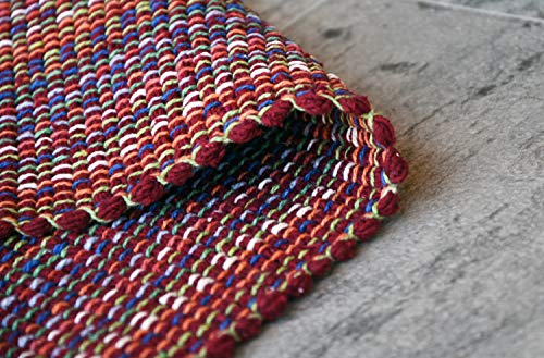 MystiqueDecors Red 2x3' Doormat Rug Hand Woven (Set of 2) Cotton Area Rugs for Entryway Kitchen - Reversible Non Slip Machine Washable Mat