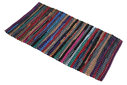  20x32 Multicolor Door mat Rag Rug Hand Woven Cotton