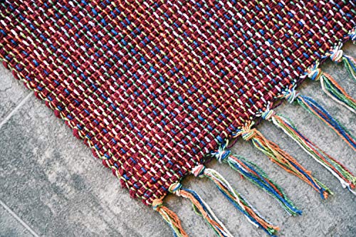 MystiqueDecors Red 2x3' Doormat Rug Hand Woven (Set of 2) Cotton Area Rugs for Entryway Kitchen - Reversible Non Slip Machine Washable Mat