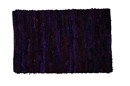 MystiqueDecors 3x5 ft Purple Shag Rug for Living Room Indoor Non-Slip Eco-Friendly Handwoven Cotton & Polyster Chindi Area Rug (36''x 60')