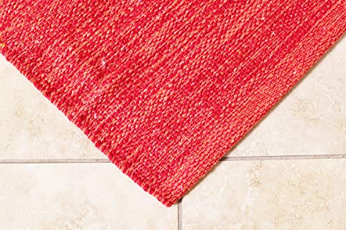 MystiqueDecors Red & Orange 5x7' Area Rug Cotton Lightweight Reversible Handmade Rug for Living Room, Bedroom Home Décor, Easy Clean