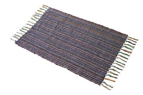MystiqueDecors Purple 2x3' Doormat Rug Hand Woven (Set of 2) Cotton Area Rugs for Entryway Kitchen - Reversible Non Slip Machine Washable Mat
