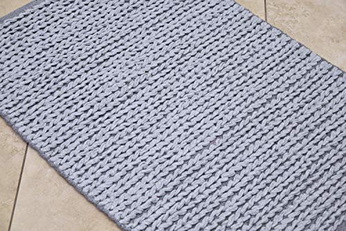 2x3' Grey Cotton Door mat Braided Area Rug