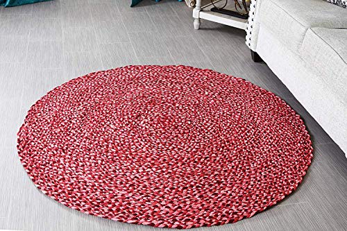 5 ft Red Round Cotton Area Rug