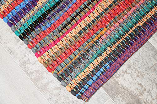 MystiqueDecors Multicolor 2x3' Doormat Rug Hand Woven Cotton Area Rugs for Entryway Kitchen - Reversible Non Slip Machine Washable Mat