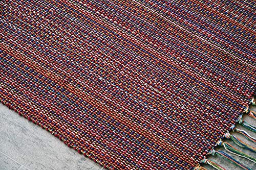 MystiqueDecors Red 2x3' Doormat Rug Hand Woven (Set of 2) Cotton Area Rugs for Entryway Kitchen - Reversible Non Slip Machine Washable Mat
