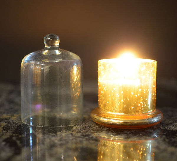Scented Wax Filled Candle Holders Glass Votive-Gold