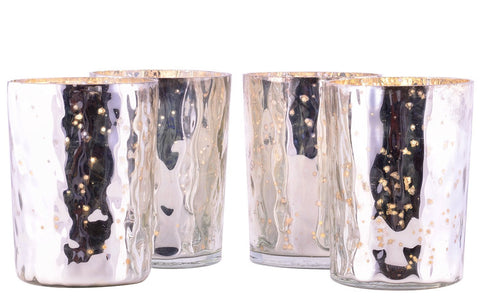 Mercury Finish Tea Light Votive Candle Holders-Silver Set of 4
