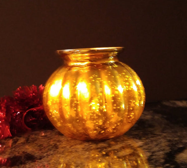 Antique Finish Tea Light Votive Candle Holders-Gold