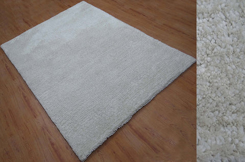 5x8 ft White Shaggy Polyester Area Rug