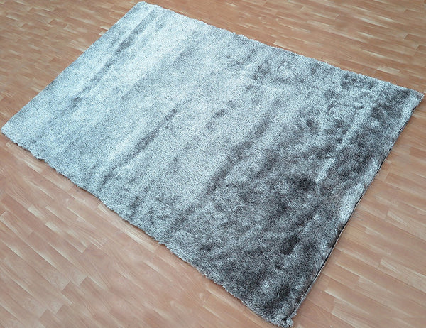 5x8 ft Silver-Grey Black Shaggy Polyester Area Rug
