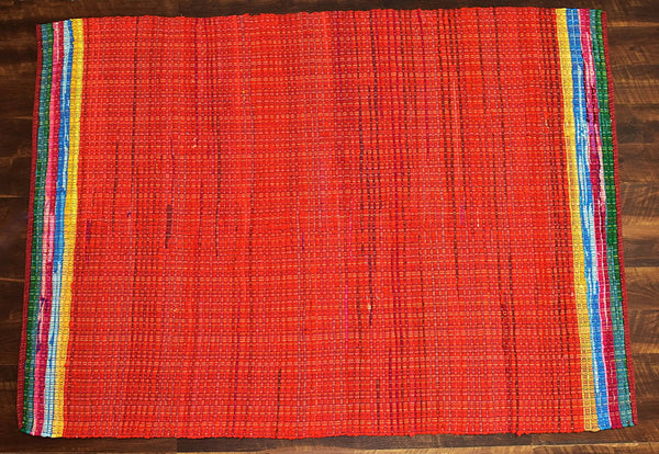 Red Area Rug 5x7 ft Area Rugs 100% Cotton Chindi Rag Carpet (60''x 80'')