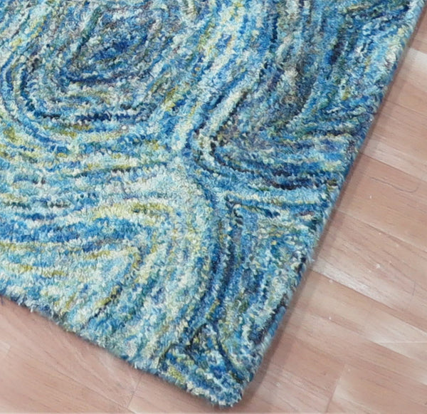 5x8 ft Blue Wool Area Rug