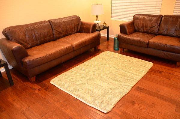 Jute Area Rugs Handmade Jute & Cotton-Beige 4 x 6 ft Natural Fiber Carpet